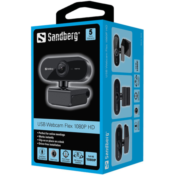 Sandberg USB Webcam Flex 1080P HD, Black