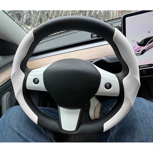 Tesla Model 3/Y Rattöverdrag i Kolfiber - Vit (38cm)