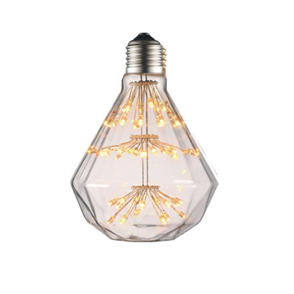 3W 2200K Lämmin Keltainen Timantti LED-lamppu - E26/E27 Kierrekanta, Läpinäkyvä