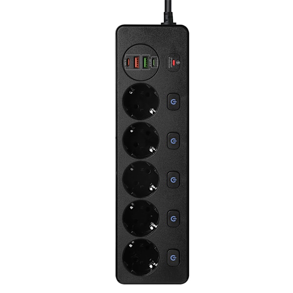 BKL-505 EU Snabbladdande Power Strip Svart