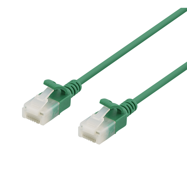 U/UTP Cat6a patch cable, slim, 3.5mm diameter, 1m, green