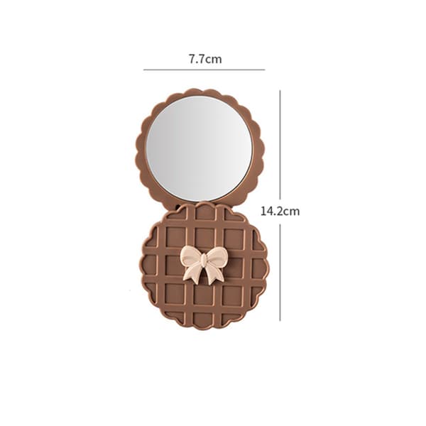 Waffle Pattern Rotating Pocket Mirror - bærbart HD rundt makeupspejl, kompakt rejse håndspejl coffee coffee