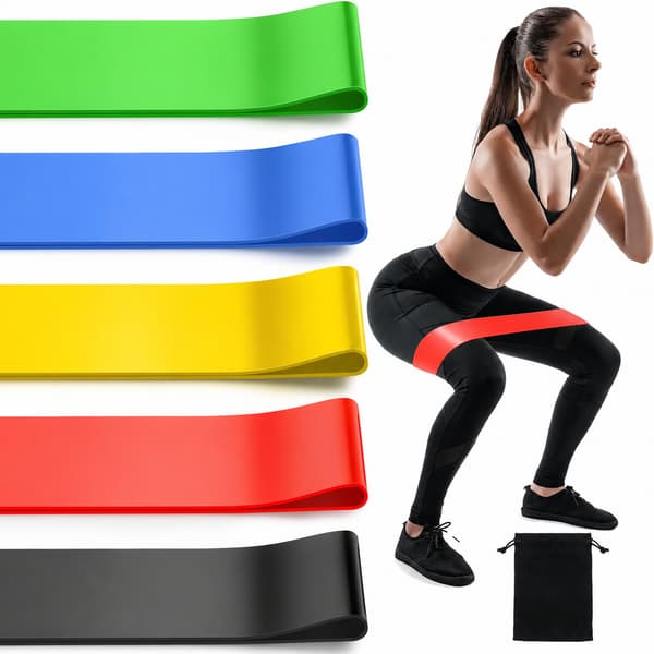 Motståndsband,TPE Elastiska Träningsband med Bärväska - 5 pack