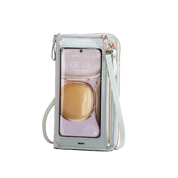Telefonväska i PU-läder med pekskärm Crossbody-plånbok Grön