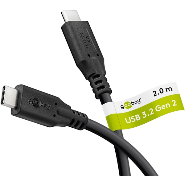 USB-C™-kabel, USB 3.2, 60 W, 10 Gbit/s, Power Delivery, 2 m