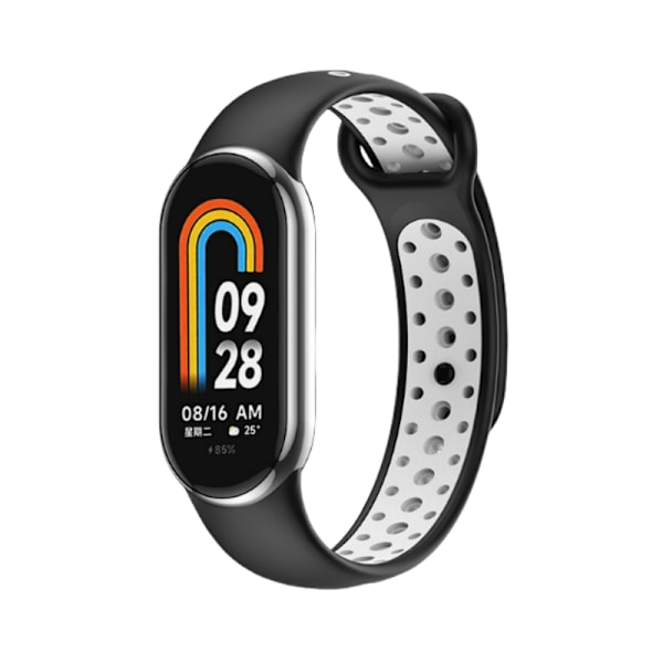Xiaomi Band 8/9 Rem - åndbar TPU-udskiftningsrem Sort + Hvid