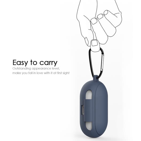 Samsung Galaxy Buds/Buds Plus Silikone Etui - Midnatsblå Beskyttelse mod Tab og Stød, Perfekt Pasform med Karabinhage Blue Blue