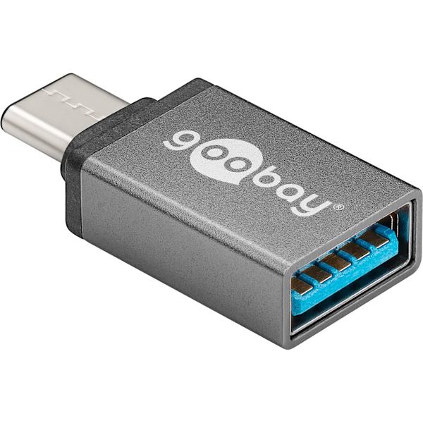 USB-C™/USB A OTG Superspeed -sovitin 3.0-latauskaapeleille, harmaa
