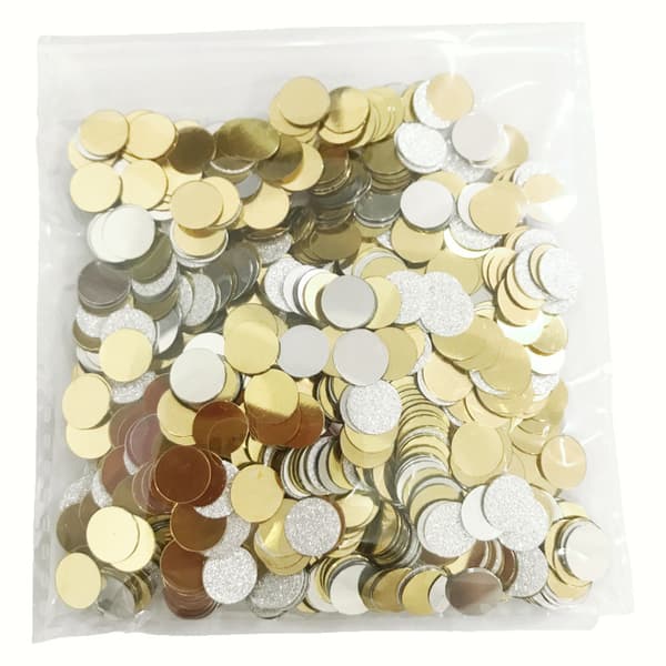 Glimmerkonfetti, 8 mm runde pailletter Silver 30g Silver