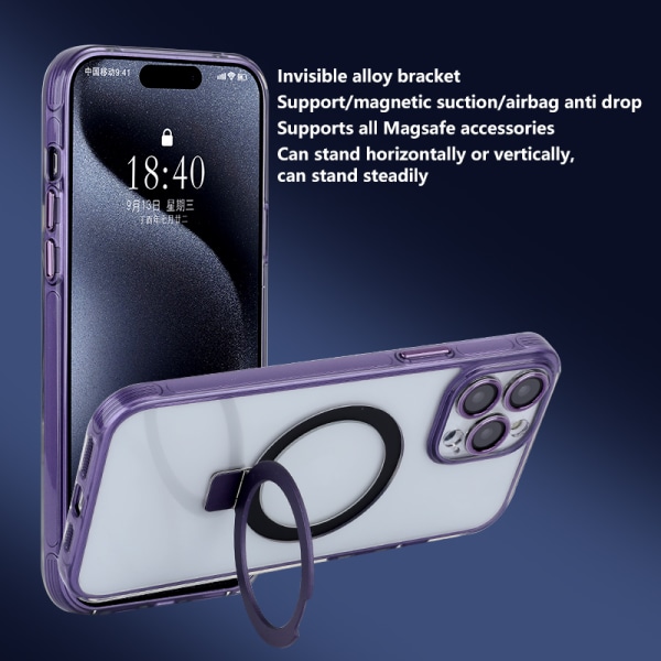 Iskunkestävä mobiilikotelo jalustalla iPhonelle iPhone 13 Musta