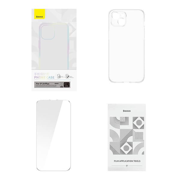 Baseus Crystal Series-fodral för iPhone 14 Plus + härdat glas