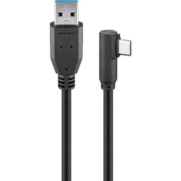 USB 3.0 USB-C™ till USB-A-kabel, 90°, 3 m, svart