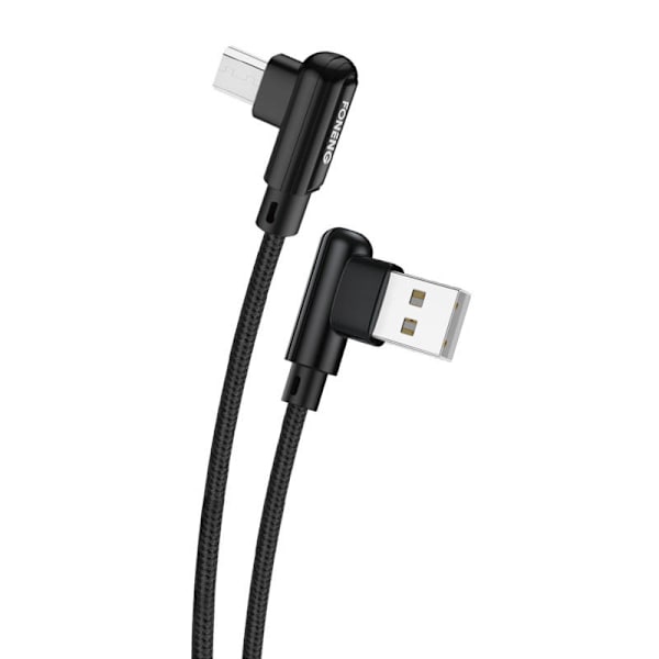 Foneng X70 kulmikas USB-mikro-USB-kaapeli, 3A, 1m (musta)