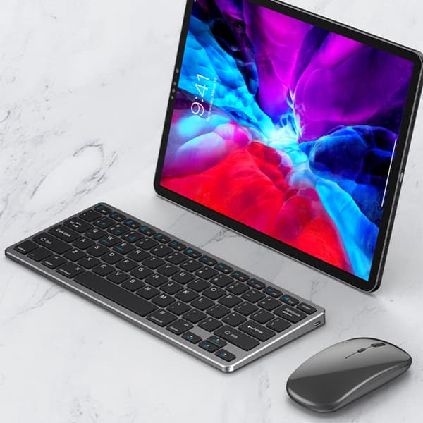3-mode genopladeligt tastatur og mus sæt – fleksibel forbindelse til kontor og hjem, scissor-switch, kompatibel med Windows/Mac/iOS/Android