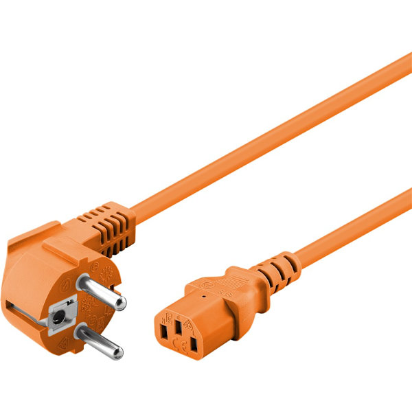 Kabel för anslutning av kallt apparat med vinkel, 5 m, orange