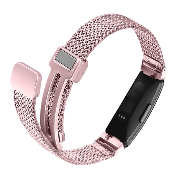 Milanese armband i rostfritt stål för Fitbit Inspire 1/HR/Inspire 2 Rosa