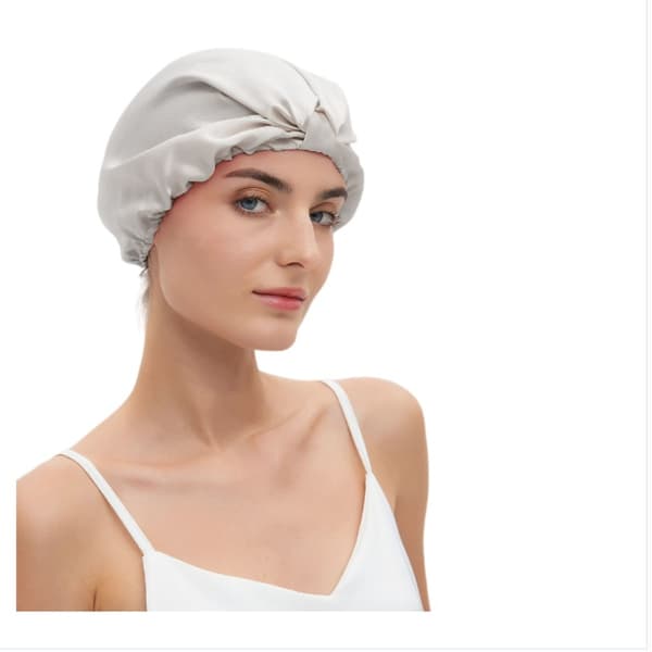 Adjustable Knotted No-Indent Sleep Silk Cap - Soft Elastic Band for Comfortable Night Sleep Silver Silver