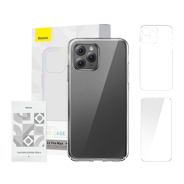 Case Baseus Crystal Series iPhone 11 pro max (kirkas) + karkaistu lasi + puhdistussarja