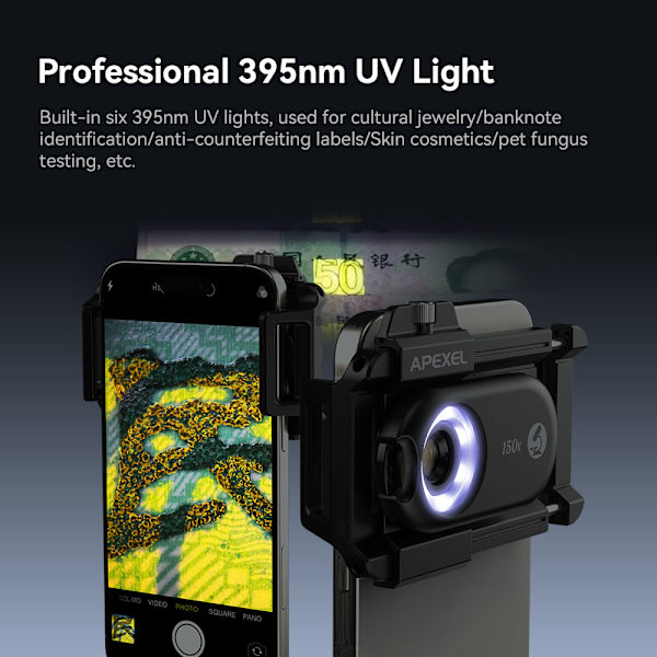 100X mobiltelefon mikroskop linse med LED lys