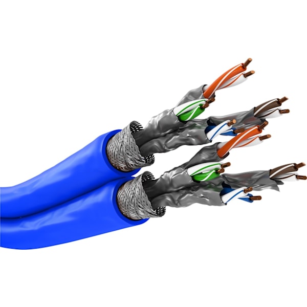 CAT 7A duplex-netværkskabel, S/FTP (PiMF), blå