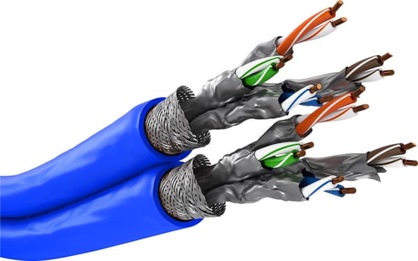 CAT 7A verkkokaapeli, duplex S/FTP (PiMF), sininen
