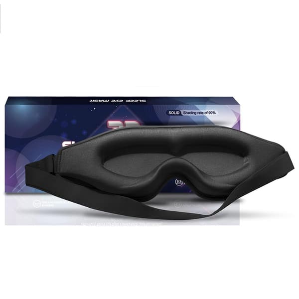 3D Formad Sovmask - Minnesskum, Noll Tryck, Ljusblockering för Optimal Sömn och Avkoppling Black Black