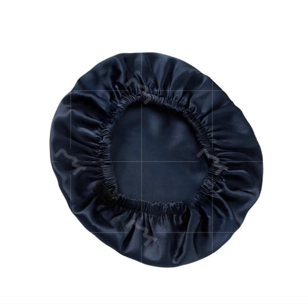 Dobbeltlags sovehætte i 100% silke til kvinder DarkBlue DarkBlue