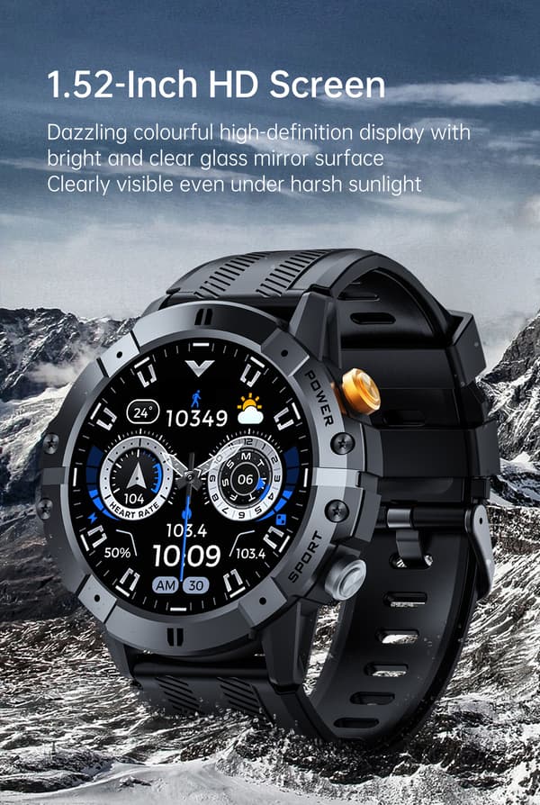 Smartwatch med puls-, blodtryks- og iltmåler Black Black