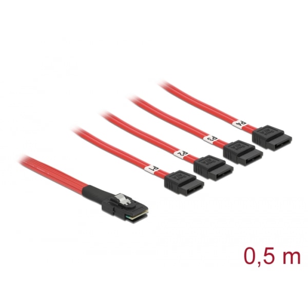 Multilane SAS-cable SFF8087 till 4xSATA 7-pin, 50 cm