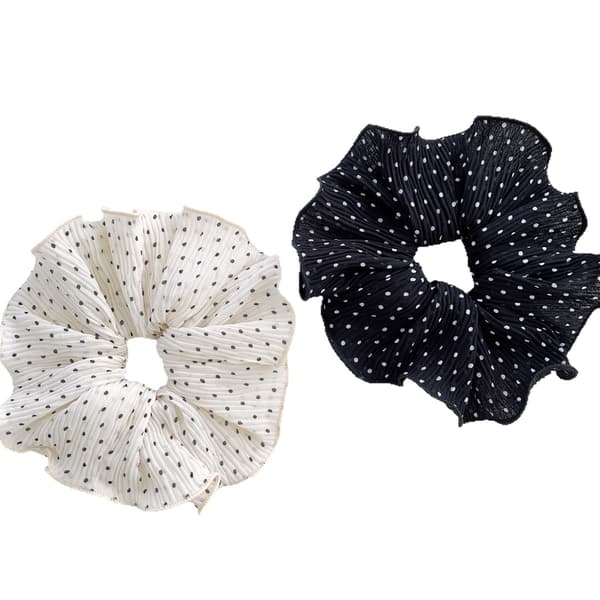 Chic Polka Dot Scrunchies - Sort & Hvid Sæt med 2