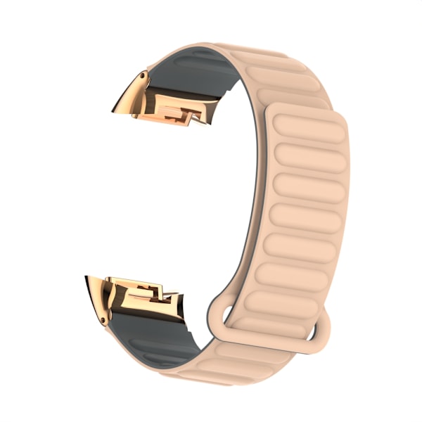 Magnetiskt silikonarmband för Fitbit Charge 5 med metallhuvud Aprikos