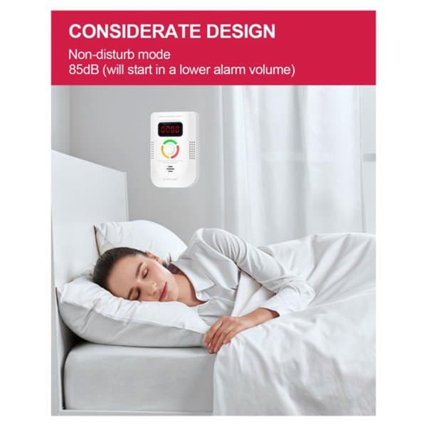 Plug-in kulilte (CO) detektor med stemmealarm og digitalt display