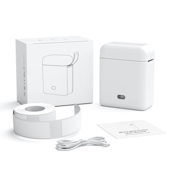 L12 bærbar Bluetooth-mærkatprinter med termisk print uden blæk, 1200 mAh batteri og kompakt format til hjemmet