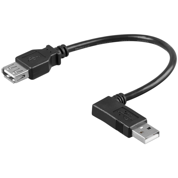USB 2.0 Hi-Speed-förlängningskabel 90°, svart