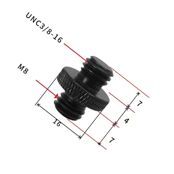 5kpl 3/8" urospuolinen kolmijalkainen ruuvisovitin kameran kiinnitykseen M8