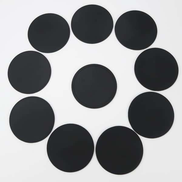 Sæt med 10 silikone coasters til bar, kaffe og vand Black Black