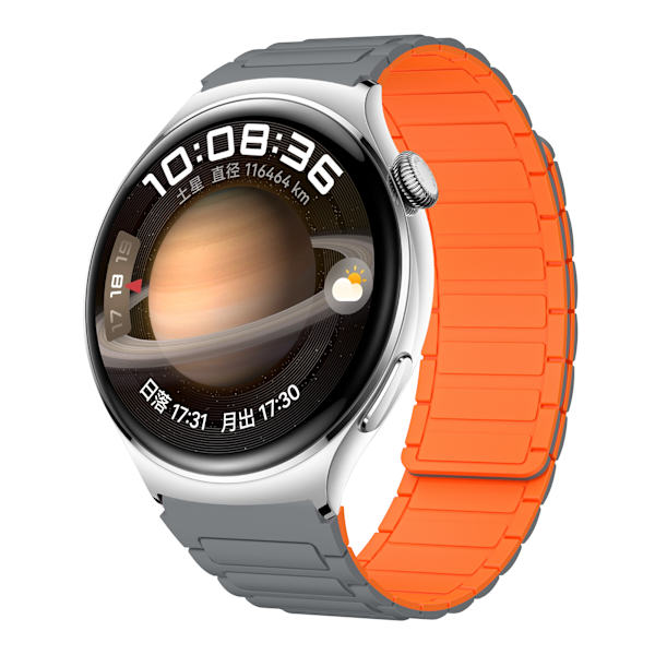 Magnetiskt Klockarmband i Silikon för 22 mm Urtavlor Grå+orange