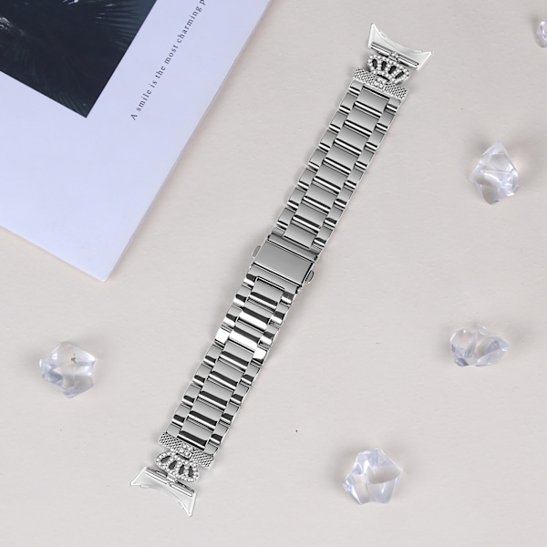 Funklende krondesign rustfrit stål urrem til Google Pixel Watch