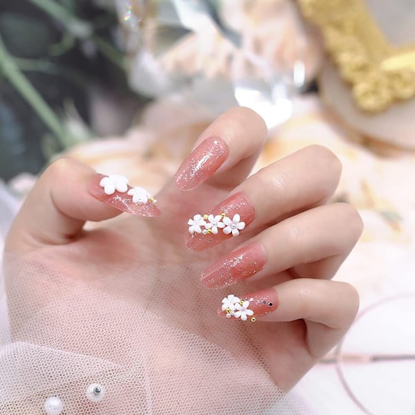 3D blomster Nail Art Charms Hvid