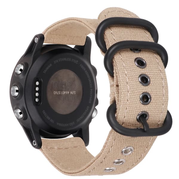 Lærred Quick Release Urrem til Garmin Fenix 7, 6, 5 Serie Khaki Khaki