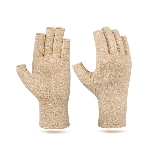 Fingerlösa kompressionshandskar 1 par beige M