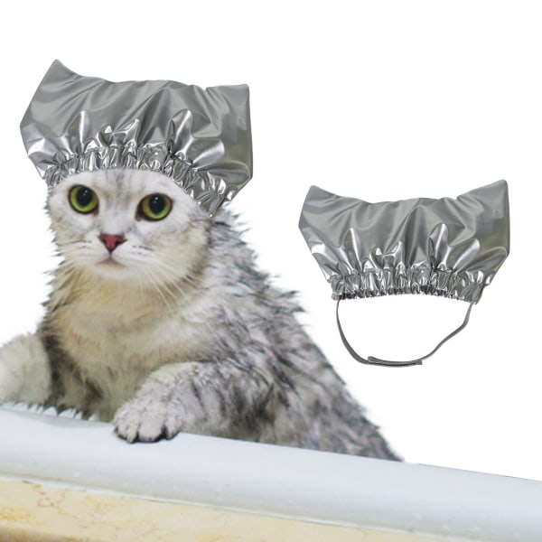 Storlek M Husdjursutrustning Duschmössa för katt och hund Silver Silver