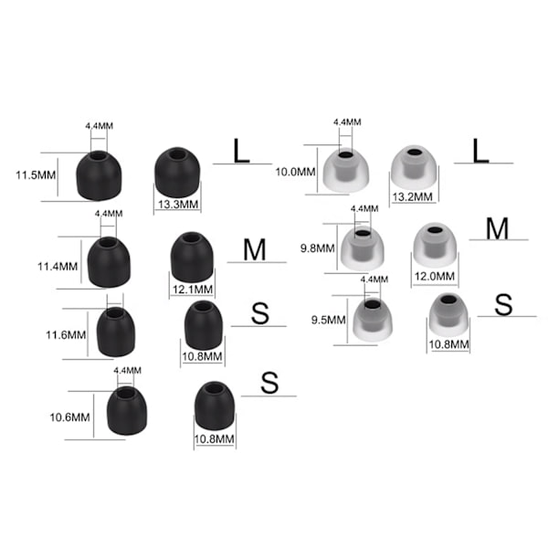 7 par öronkuddar för Sony WF-1000XM3/WF-1000XM4 Svart