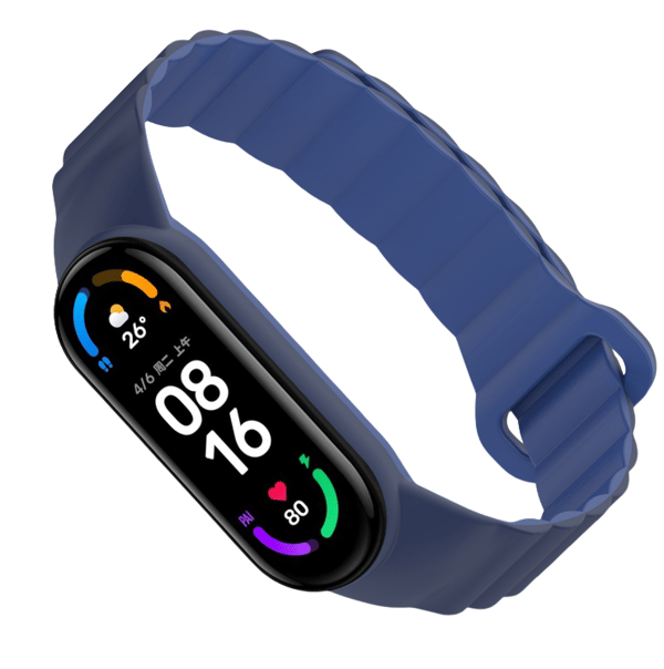 Silikone Magnetisk Rem til Xiaomi Mi Band 3/4/5/6/7 Blue Blue
