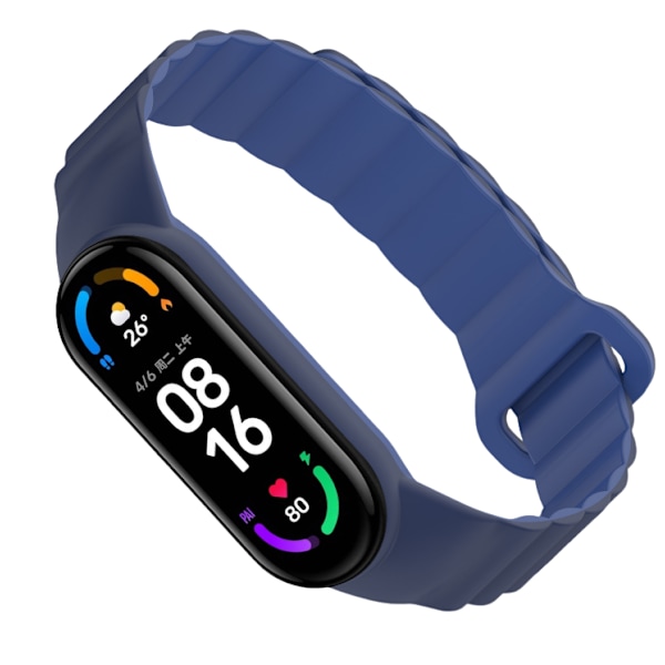 Silikonmagnetiskt armband för Xiaomi Mi Band 3/4/5/6/7 Blå