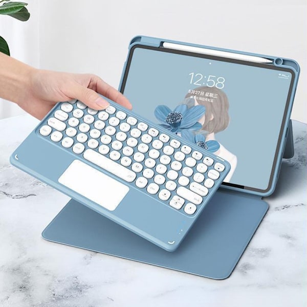 Aftageligt Bluetooth-tastaturetui til iPad iPad 10 (2022) Blå