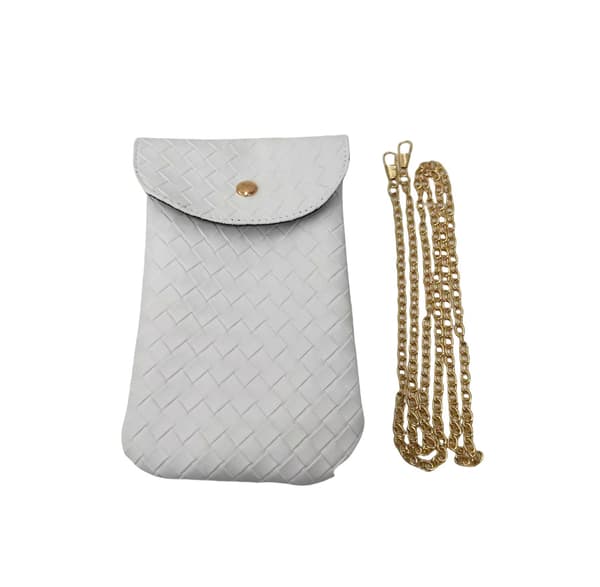 Mobilväska med vävd diamantmönster White White