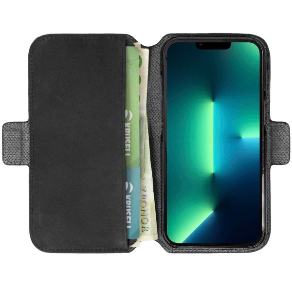 Leather Phone Wallet iPhone 13 Pro Max Svart