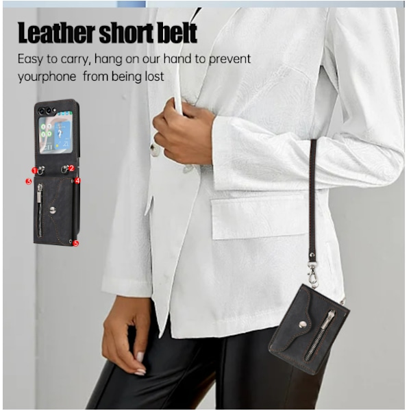 Z Flip4 Retro Crossbody Anti-theft Card Holder Phone Case