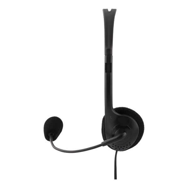 Stereoheadset, 30 mm element, 1x 3,5 mm (4-polet), sort